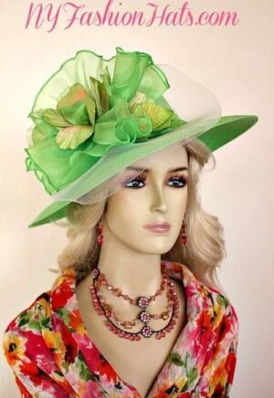 Kentucky Derby Hat, Lime Green Designer Women's Hat, NY Fashion Hats