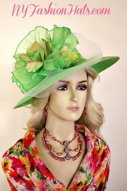 Kentucky Derby Hat, Lime Green Designer Women's Hat, NY Fashion Hats