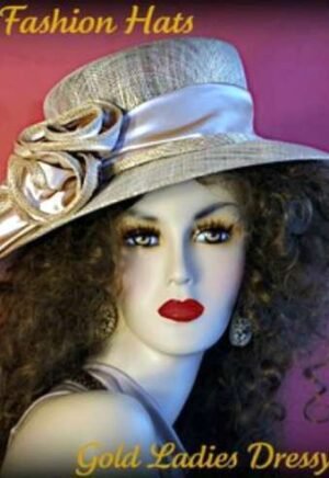 Ladies Champagne Gold Sinamay Straw Kentucky Derby Hat Spring Dress Hats
