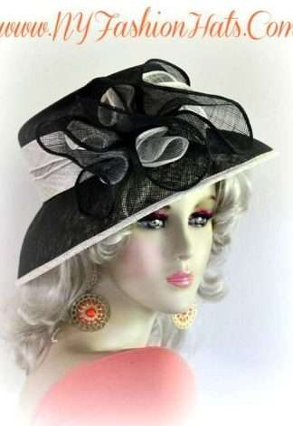 Black And Ivory Fashion Hat Designer Dressy Formal Ladies Hats 3BY