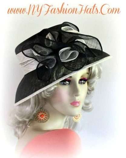 Black And Ivory Fashion Hat Designer Dressy Formal Ladies Hats 3BY