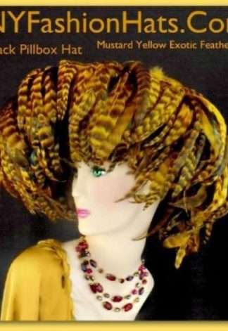 Black Mustard Yellow Designer Hat With Feathers Ladies Fashion Hats 7D