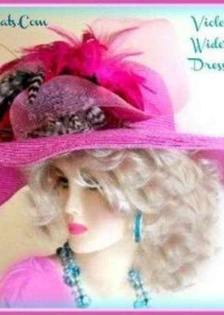 Raspberry Pink Violet Fashion Wide Brim Church Hat Ladies Hats 9KLZ