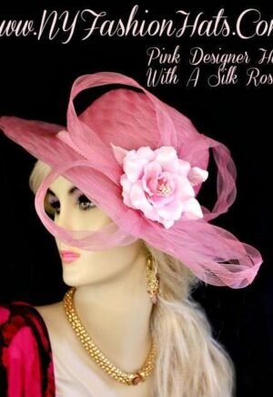 Kentucky Derby Hats Pink Designer Dress Church Hat NY Fashion Hats 