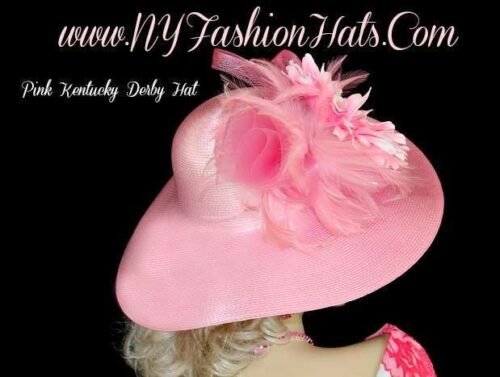 Pink Wide Brim Dress Formal Kentucky Derby Church Hat NY Fashion Hats