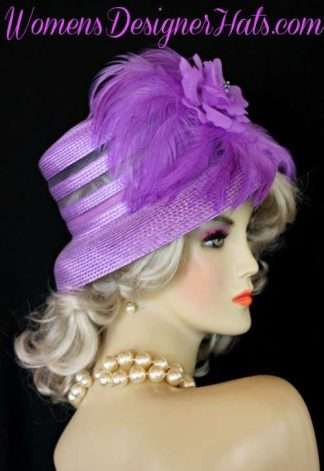 Purple Formal Occasion Women's Designer Hat, Kentucky Derby Hats KC4