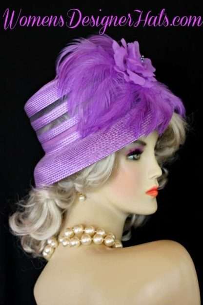 Purple Formal Occasion Women's Designer Hat, Kentucky Derby Hats KC4