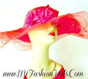 Women's Red Dress Hat With Roses And Rhinestones Fashion Hats 3QA