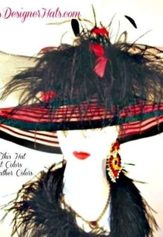 Designer Hat Red Black Ivory White Lime Turquoise Pink Women's Hats