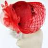 Ladies Red Wide Brim Sequin Beaded Dress Wedding Church Hat