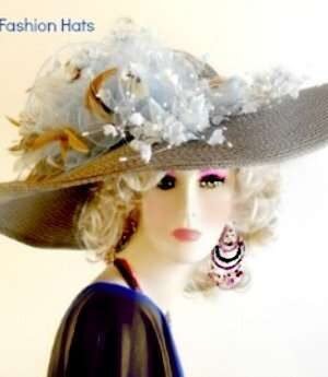 Taupe Brown Blue Wide Brim Fashion Hat