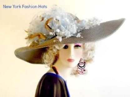 Taupe Brown Blue Wide Brim Fashion Hat