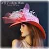 Women's Designer Hats, Raspberry Pink White Wedding Church Dress Hat