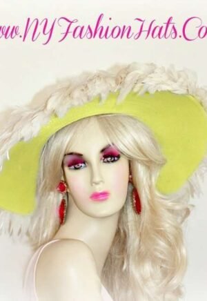 Ladies Yellow Wedding Brides Formal Hat Designer Church Hats BR490