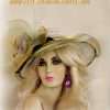 White Olive Green Purple Hat With Feather And Flowers Ladies Hats 4T