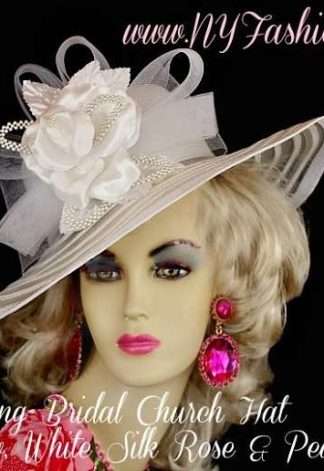 Women's White Wedding Church Kentucky Derby Dress Hat NY Fashion Hats