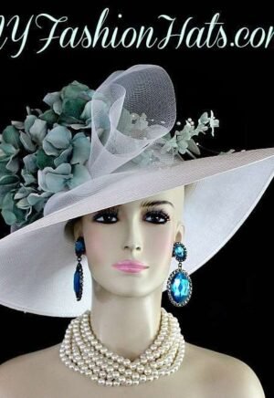 White Sage Green Designer Kentucky Derby Fashion Couture Hat Woman's Hats 