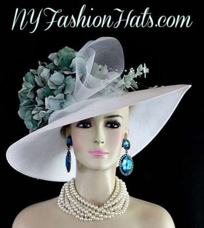 White Sage Green Designer Kentucky Derby Fashion Couture Hat Woman's Hats