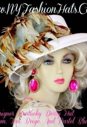 White Kentucky Derby Wedding Designer Feather Hat R5Y NY Fashion Hats