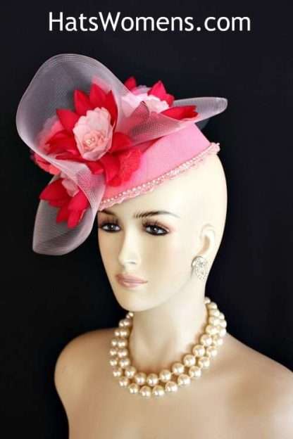 Special Occasion Pink Pillbox Hat Wedding Fascinator