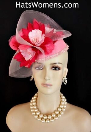 Ladies Designer Pink Royal Ascot Derby Hat Fascinator