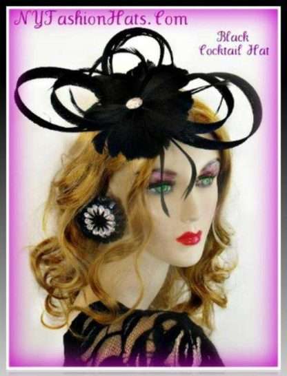 Formal Black Sinamay Straw Wedding Fascinator