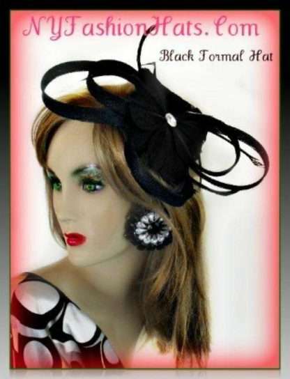 Formal Black Sinamay Straw Wedding Fascinator For Women