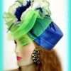 Royal Blue Lime Green Pillbox Hat Special Occasion Dress Hats 8LMY