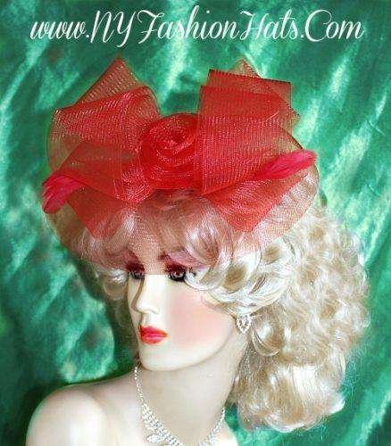 Ladies Red Fascinator Wedding Cocktail Hat Hair Accessory Headpiece