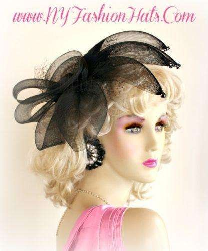 Ladies Black Ivory Navy Blue Cocktail Hat Fashion Fascinator Headpiece