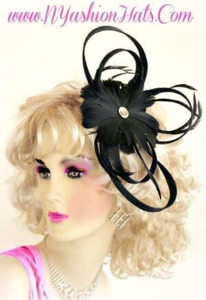 White Ivory Black Designer Wedding Bridal Headpiece Cocktail Hat JHG