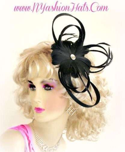 White Ivory Black Designer Wedding Bridal Headpiece Cocktail Hat JHG