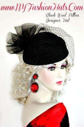 Black Camel Beige Pillbox Winter Wool Veil Hat Fashion Ladies Hats 9T4