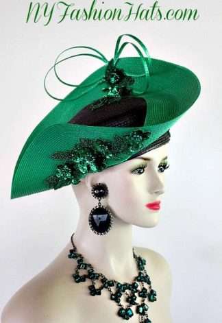 Ladies Black Kelly Green Pillbox Formal Designer Fashion Hat Church Hats