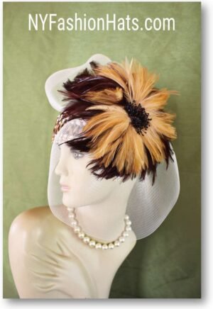 High Fashion Couture Brown Statement Winter Wool Designer Pillbox Cloche Hat