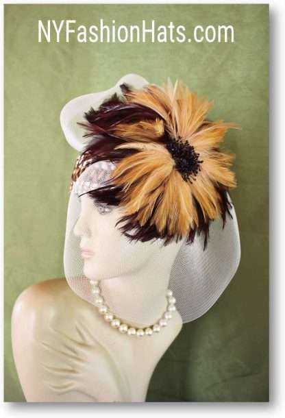 High Fashion Couture Brown Statement Winter Wool Designer Pillbox Cloche Hat