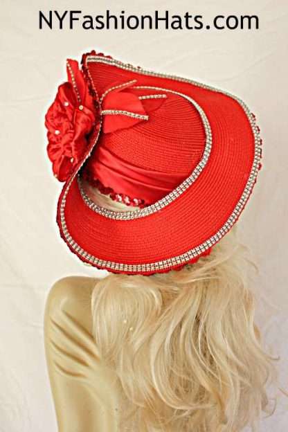 Couture Wedding Bridal Hat Red Shaped Pillbox Fashion Royal Ascot Hats 3H6 - Image 2