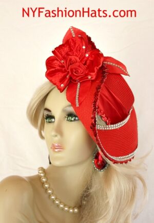 Couture Wedding Bridal Hat Red Shaped Pillbox Fashion Royal Ascot Hats 3H6