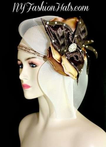 Ivory Satin Pillbox Designer Cocktail Hat Women Fashion Wedding Hats 631N