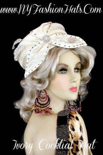 Ivory Pillbox Cocktail Satin Hat For Women