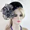 Womens Haute Couture Designer Hats, Avant Garde Dress Hats, Formal Wedding Hats, Mother Of The Bride Hats, Bridal Fascinator, Pillbox Hats, Satin Hats, Large Brim Hats, Kentucky Derby Hats, Hats For Horse Races, hatswomens.com, Ladies Navy Blue Silver Grey Pillbox Cocktail Hat Flapper Wedding Hats A30