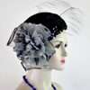 Ladies Navy Blue Silver Grey Pillbox Cocktail Hat Flapper Wedding Hats A30 - Image 2