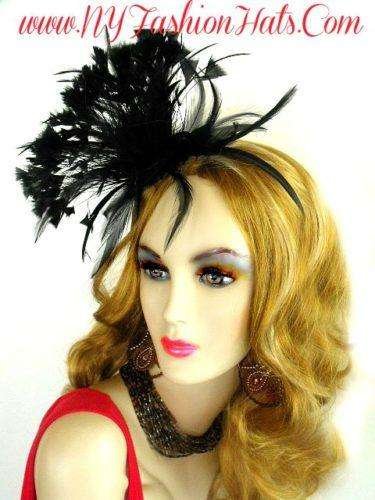Black Formal Satin Hairband Wedding Fascinator Cocktail Hat Headpiece