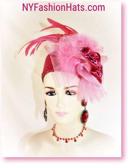 Fuchsia Hot Pink Wool Pillbox Hat, Soft Baby Pink Fur Pillbox Wedding Dress Church Hat, Dora - Image 3