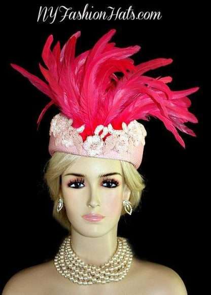 Baby Hot Pink Pillbox Couture Fashion Hat Wedding Church Bridal Hats 4Y5B