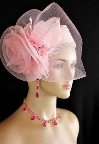 Ladies Pink Pillbox Orchid Flowers Wedding Kentucky Derby Hat