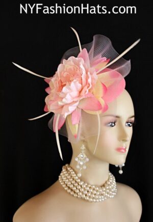 Ladies Pink Sinamay Straw Flower Wedding Fascinator Cocktail Hat