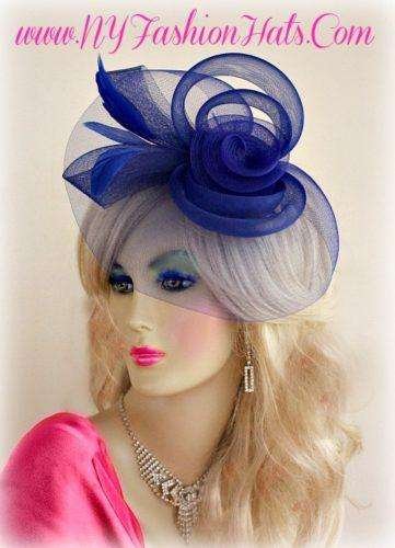 Ladies Royal Blue Red Baby Blue White Wedding Church Cocktail Hat 331