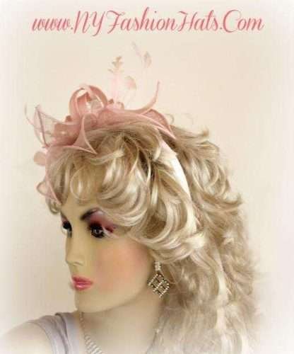 Salmon Rose Pink Cocktail Hat 33287