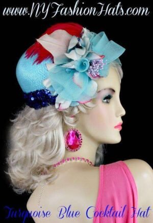 Turquoise Lavender Royal Blue White Cocktail Hat